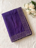 Royal Purple All-Over Stone Work Saree with Matching Stone Border Blouse