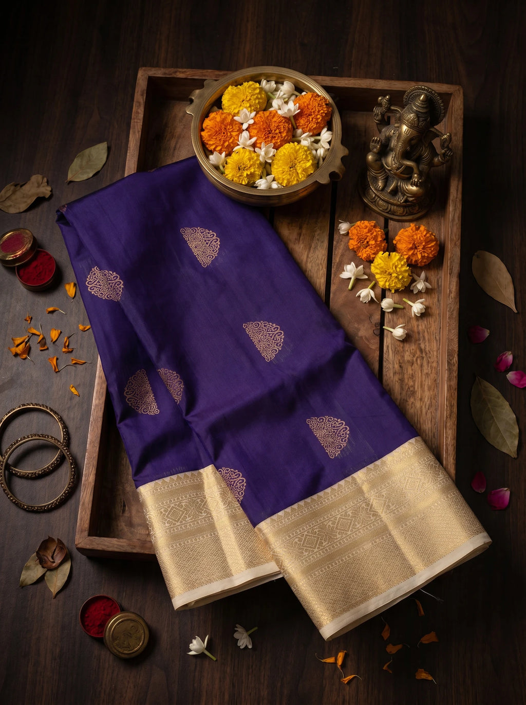 Royal Purple Peacock Motif kanchi Soft Silk Saree