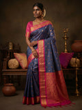 Purple Pink Floral Butta Kanchi Soft Silk Saree